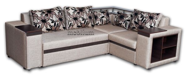 ПРОДАНО (можно под заказ) Угловой диван Meblium 128-10 "7" с баром лугано браун