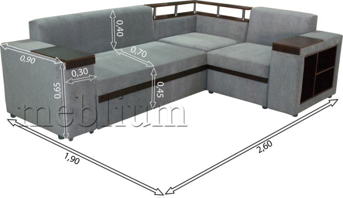 ПРОДАНО (можно под заказ) Угловой диван Meblium 128-10 "7" с баром лугано браун
