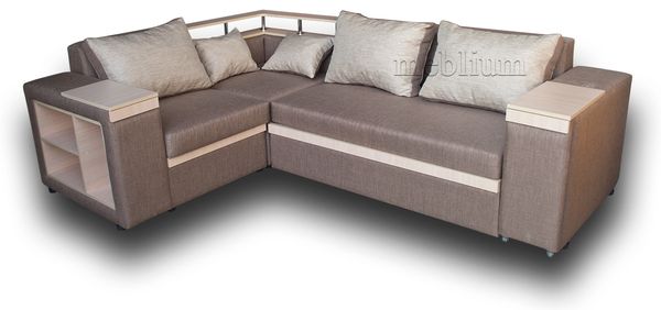 ПРОДАНО (можно под заказ) Угловой диван Meblium 128-10 "7" с баром лугано браун