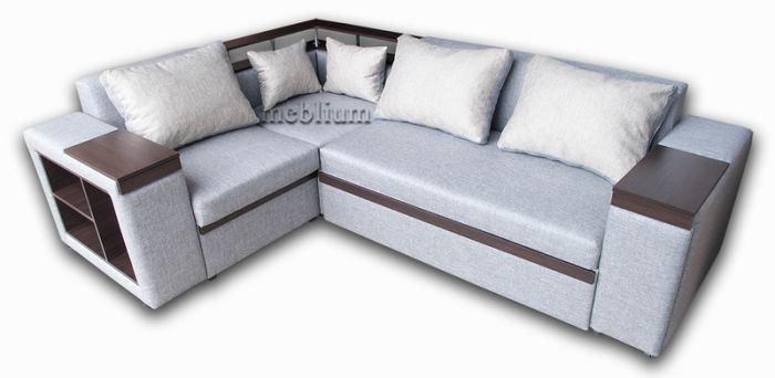 ПРОДАНО (можно под заказ) Угловой диван Meblium 128-10 "7" с баром лугано браун