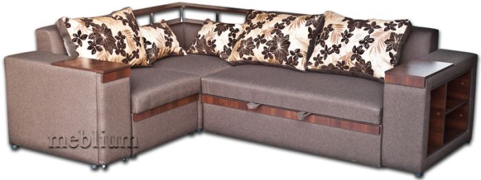ПРОДАНО (можно под заказ) Угловой диван Meblium 128-10 "7" с баром лугано браун