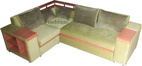 ПРОДАНО (можно под заказ) Угловой диван Meblium 128-10 с баром "Г" лугано беж