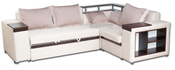 ПРОДАНО (можно под заказ) Угловой диван Meblium 128-10 с баром "Г" лугано беж