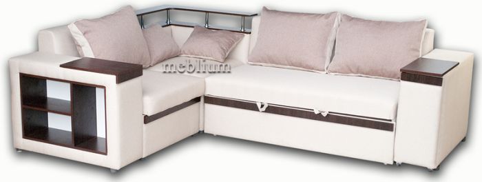 ПРОДАНО (можно под заказ) Угловой диван Meblium 128-10 "7" с баром лугано браун