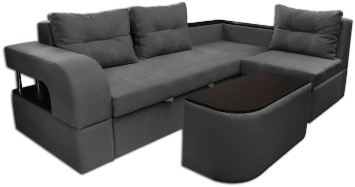 Угловой диван Монте-Карло-86 со столиком гита серый