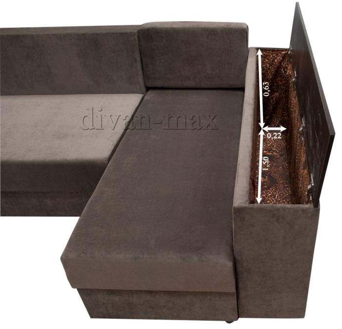 Угловой диван Оксфорд-7 КОРДРОЙ 379 + ВЕЛЮР БЕЖ