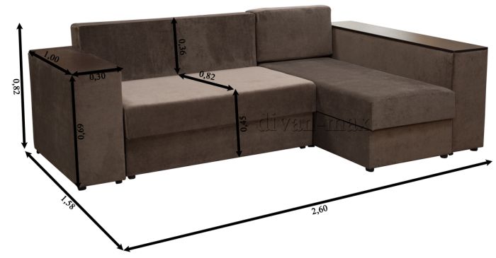 Угловой диван Майя-7 лугано браун + букле 15