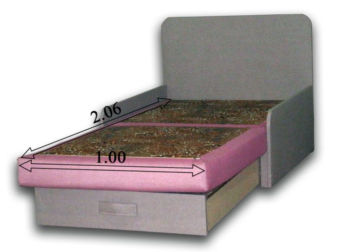 Диван Омега 1,00-42 Комет розовый + Серый