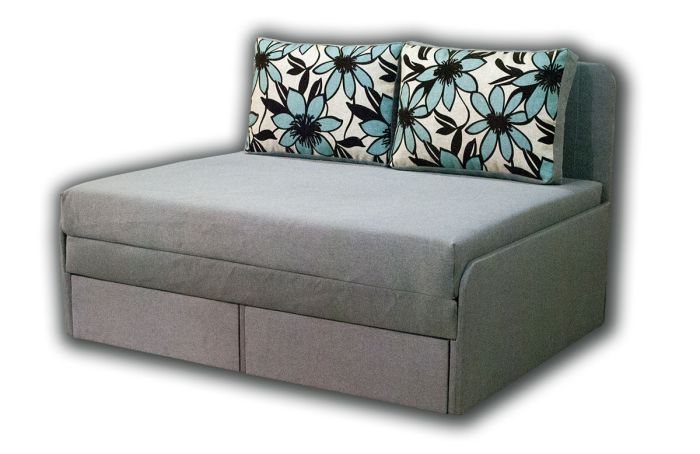 Диван Омега 140-7 Комет серый + Цветы коричневые