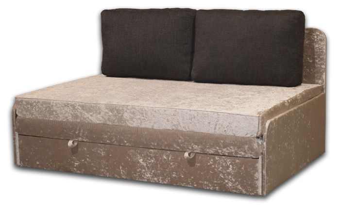 Диван Омега 160-42 Велюр беж, подушки - черный