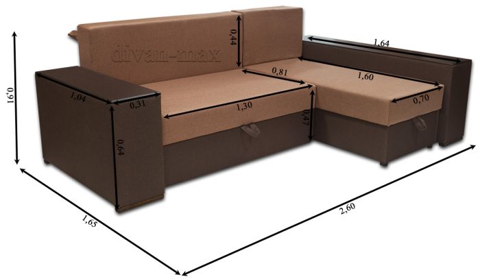 Угловой диван Оскар-4 Квадро комбин беж + Лимо кофе