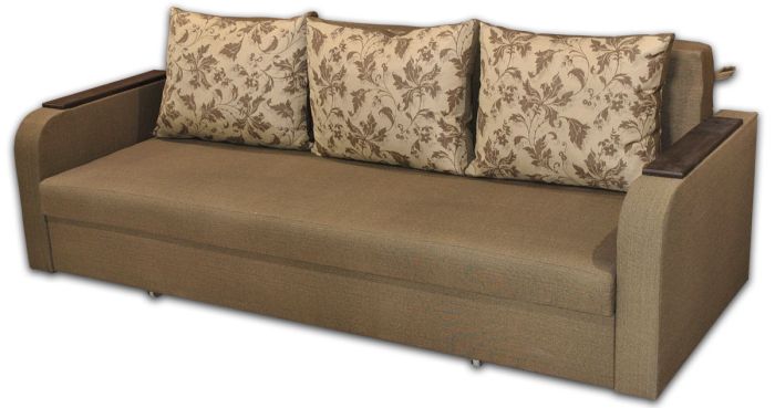 Диван Серж Эко -7 Гига комбин грин, подушки - цветы коричневые