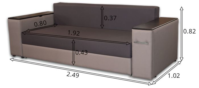 Диван Рондо -46 Нео графит + Нео аш, столик в левом быльце
