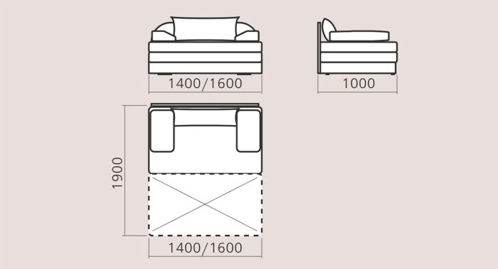 Диван Лотос 2(1400/1600) -97
