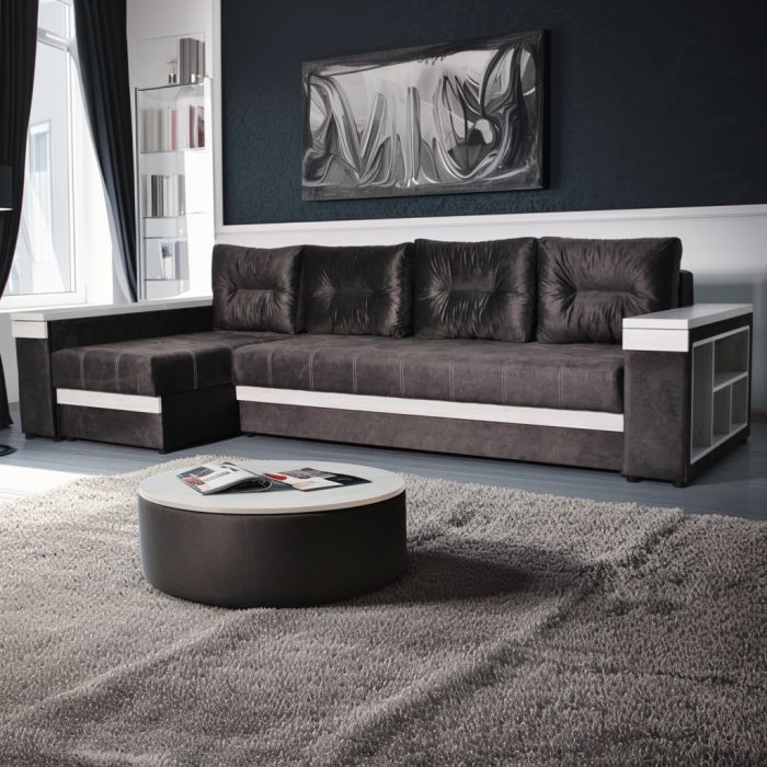 Угловой диван Неаполь 4 (бар, ниша + полки) Pocket Spring – 89