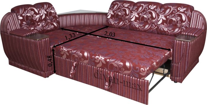 Угловой диван Меркурий-3 лонкория шоколад + тетра бытэр (Арбен)