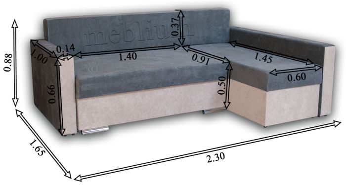 Уголовой диван Meblium 14-42 Cortino black + Sofa 101