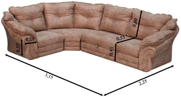 Угловой диван Дали-17 Clance Twiddle Chocolate+Арбен Clance Chocolate