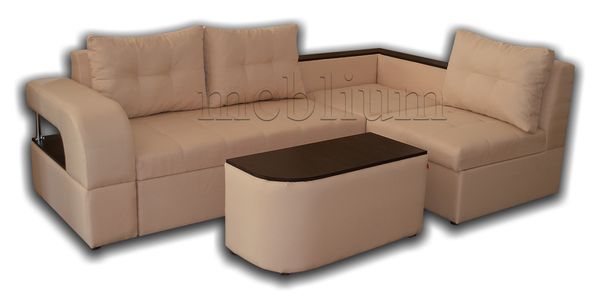 Угловой диван Meblium 191-10 со столиком Hugo prune