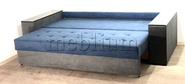 Диван Микс -89 (Большое спальное место+Ниши в быльцах) -89 Perl_Blue_podushka_50_50