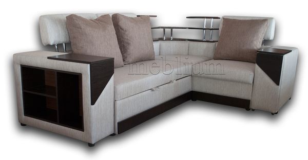 Диван угловой Meblium 187-10 Лугано крем, подушки - Лугано браун